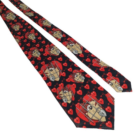 Looney Tunes Tasmanian Devil Heart Cage Tie TAZ Cartoon Vintage Valentin… - Picture 1 of 5